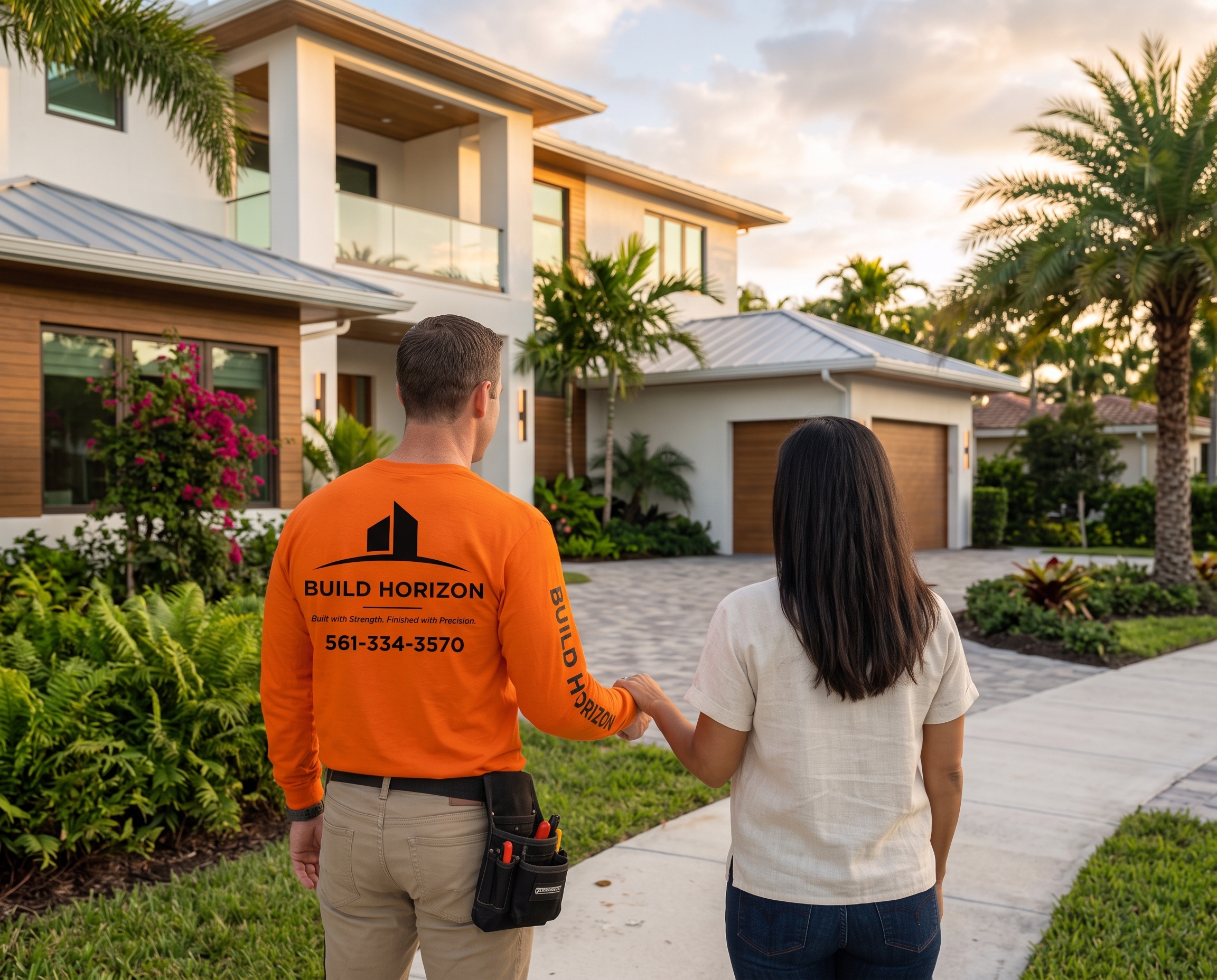 Build Horizon contractor greeting a happy homeowner outside a finished home